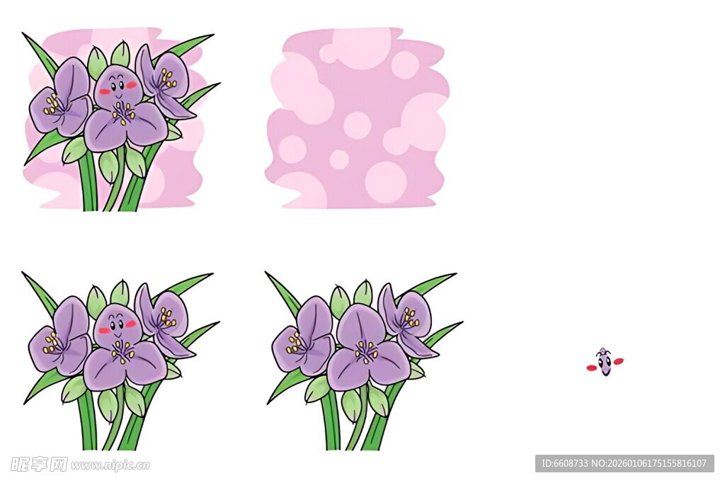 紫色花卉图案设计元素