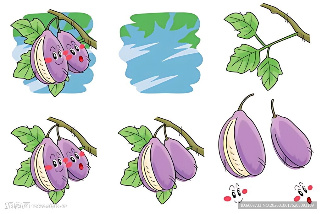 手绘可爱茄子插画