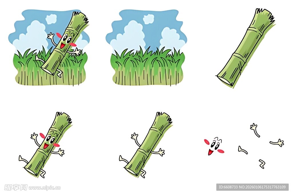 竹子被砍断的动画过程