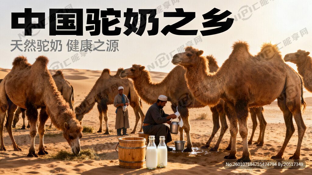 中国驼奶之乡的宣传图简单大气