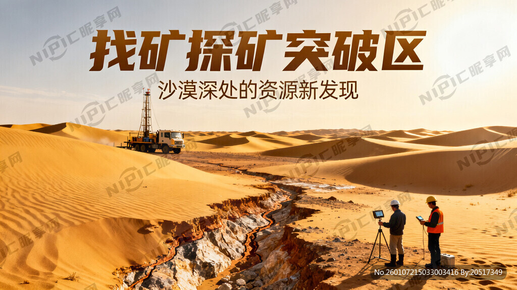 找矿探矿突破区的宣传广告带点沙