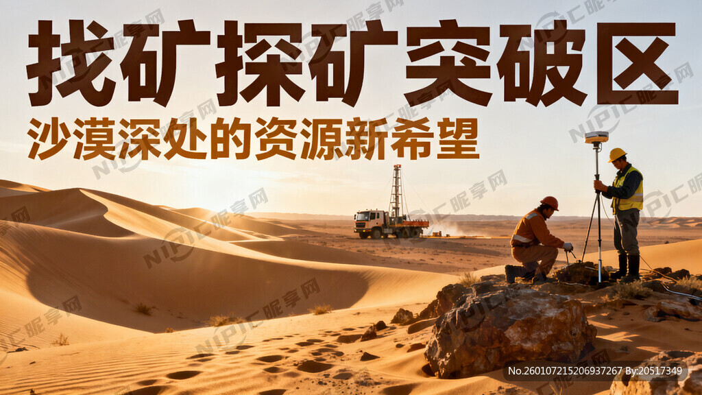 找矿探矿突破区的宣传广告带点沙