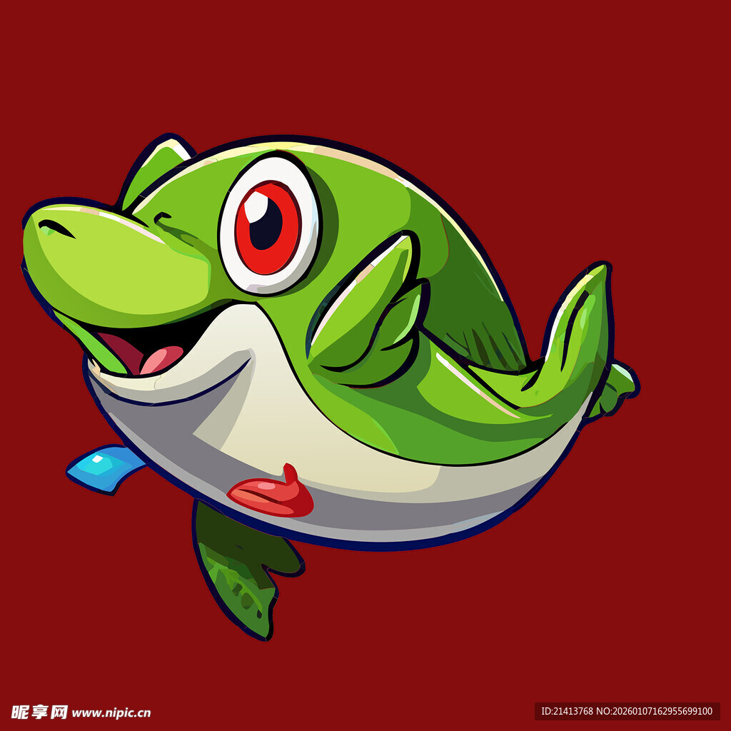 可爱绿色卡通小鱼形象