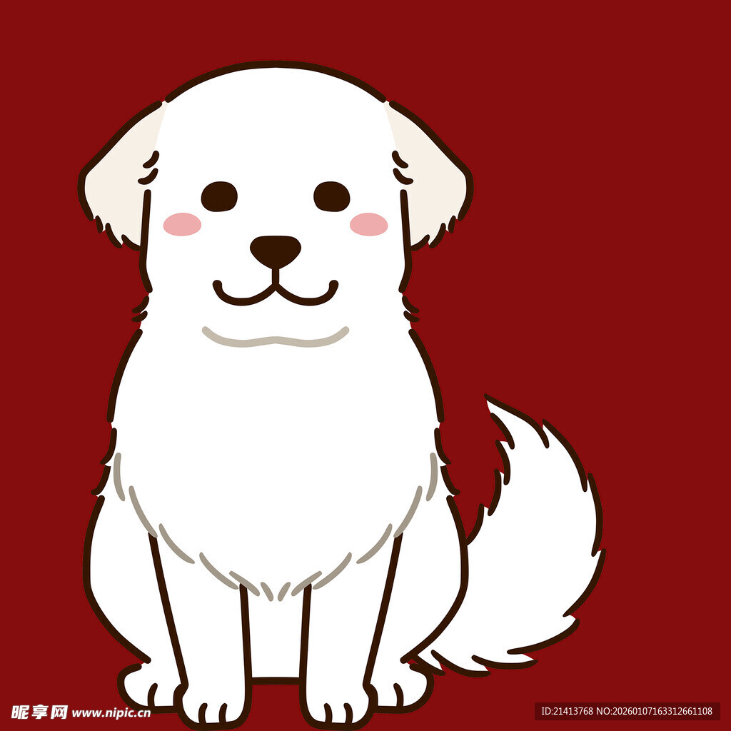 可爱坐姿白狗狗