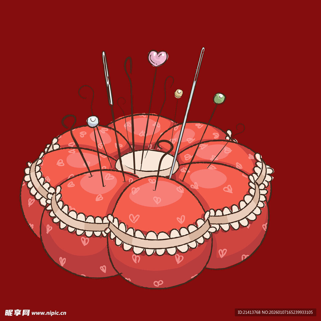 可爱红色花朵形状针插