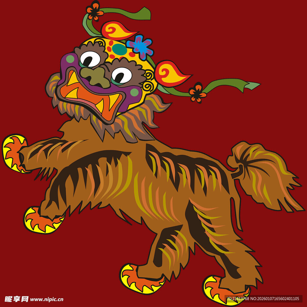 喜庆老虎舞狮形象