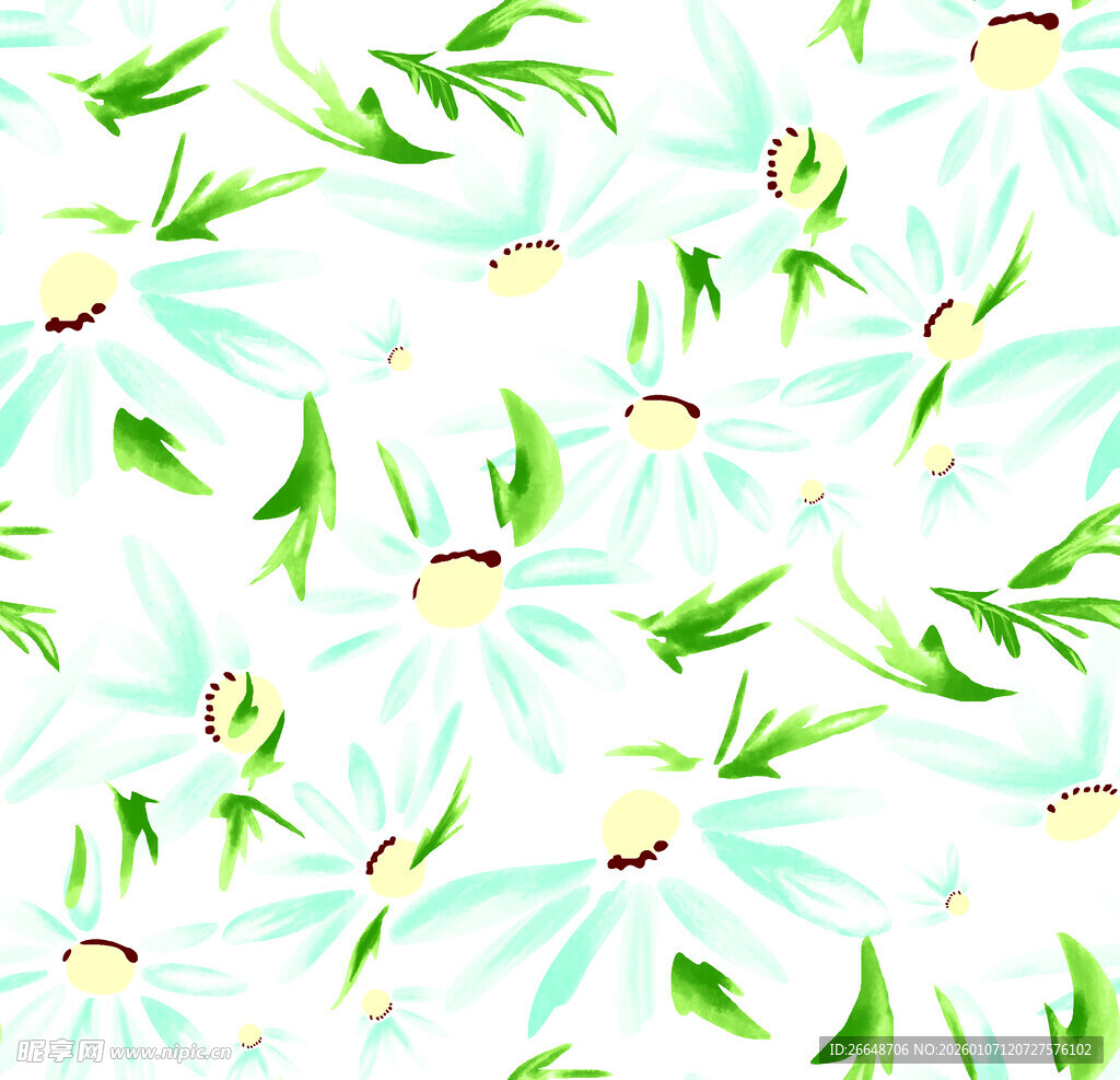 小碎花 大花 水彩花 手绘花