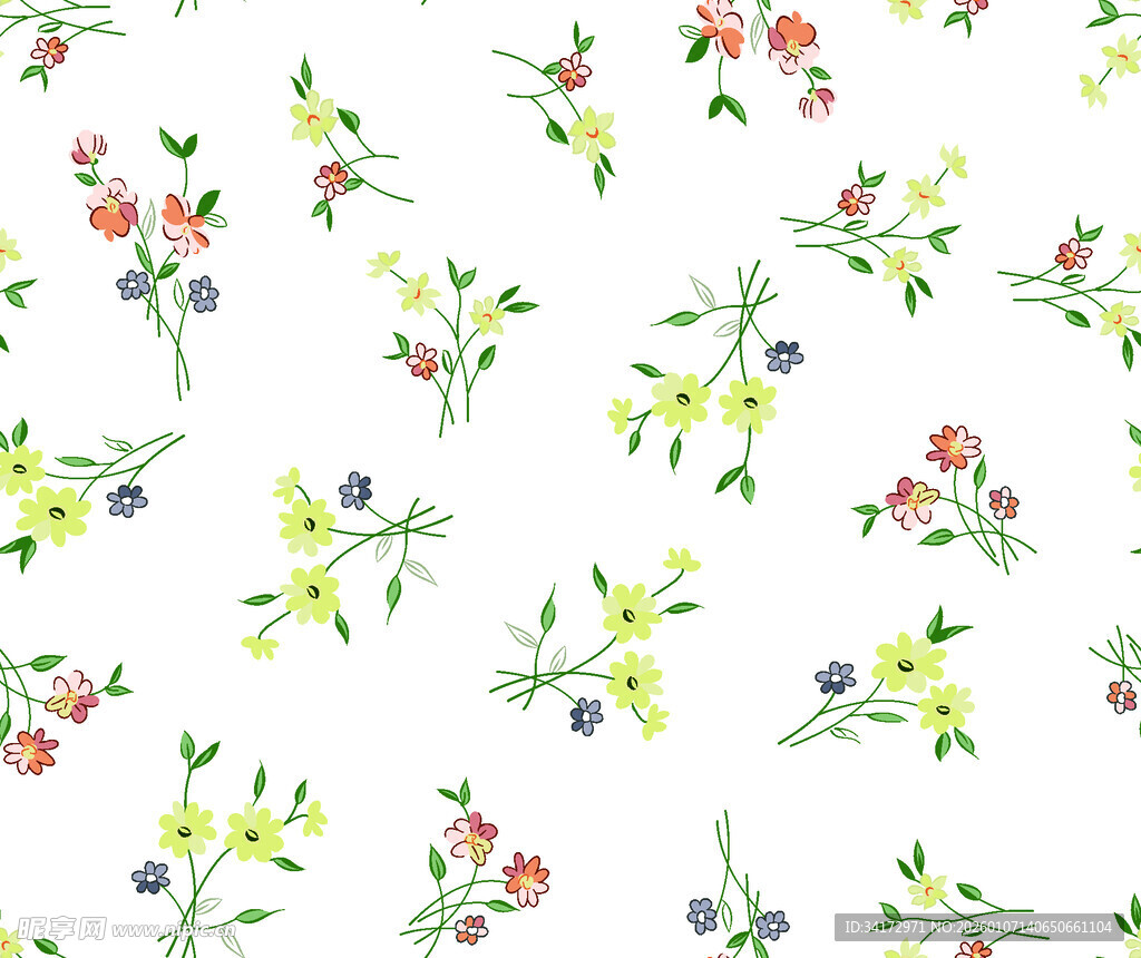 花卉图案清新自然水彩风