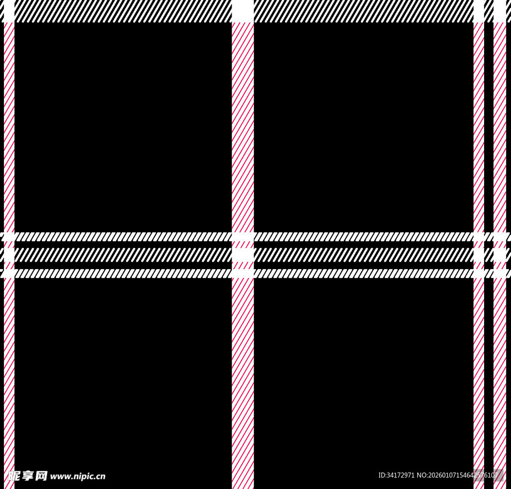 黑色底粉色白色条纹图案