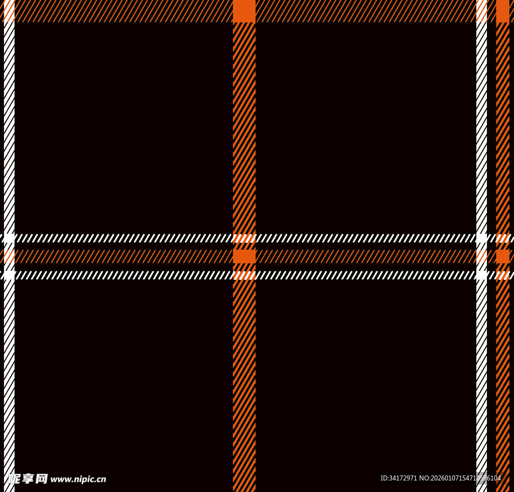 黑色橙白格纹图案背景