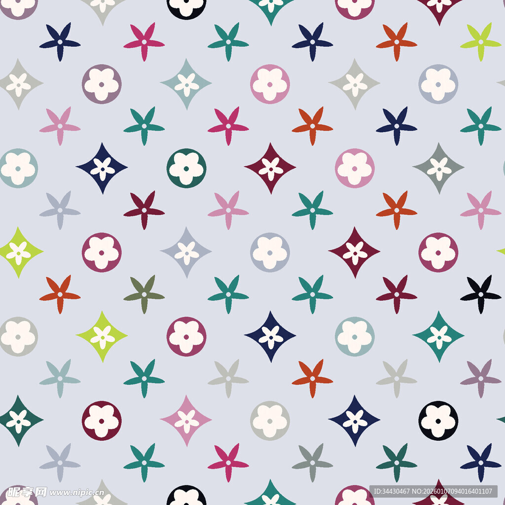 多彩几何图案印花布料