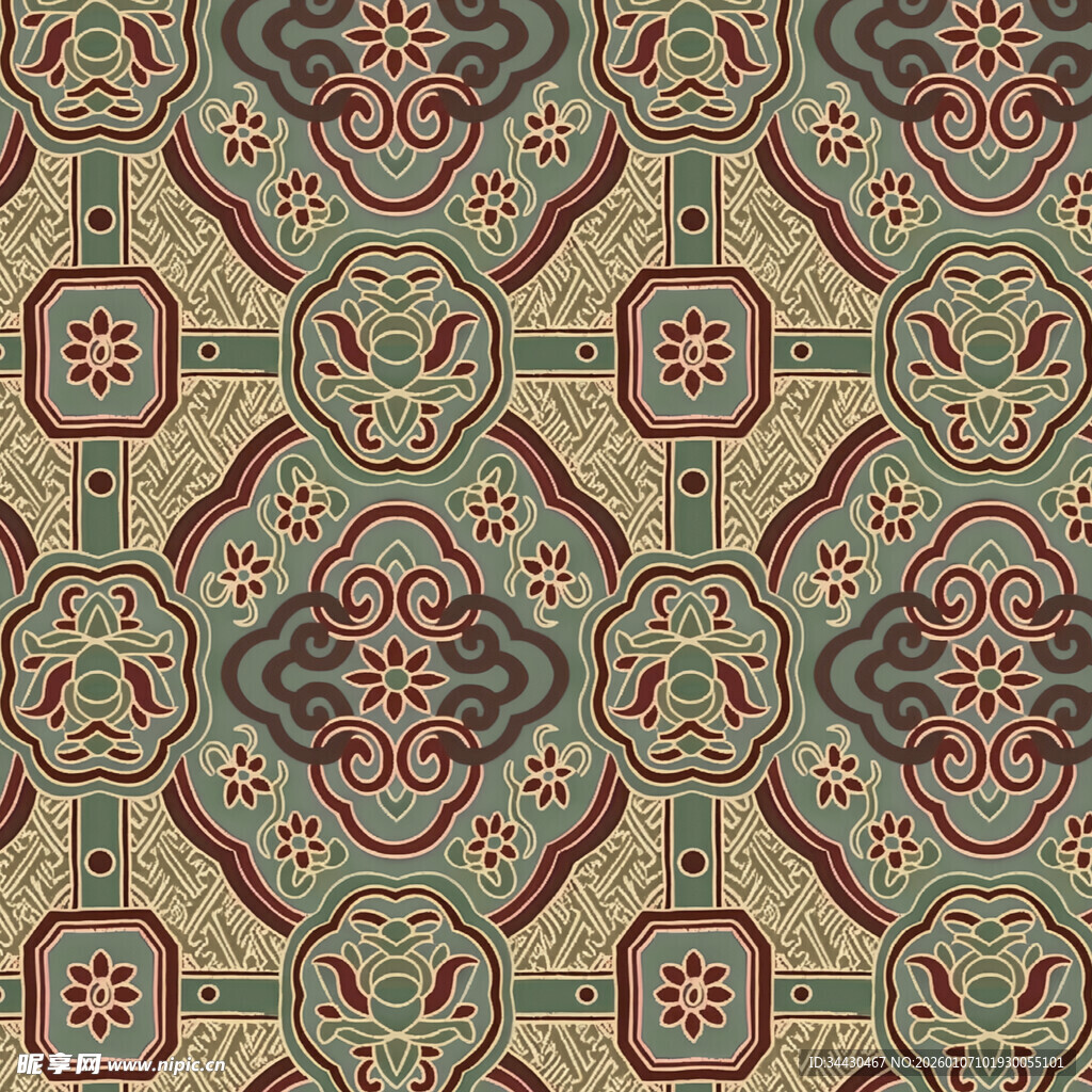 中式传统几何花纹图案