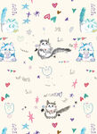 可爱动物卡通图案背景