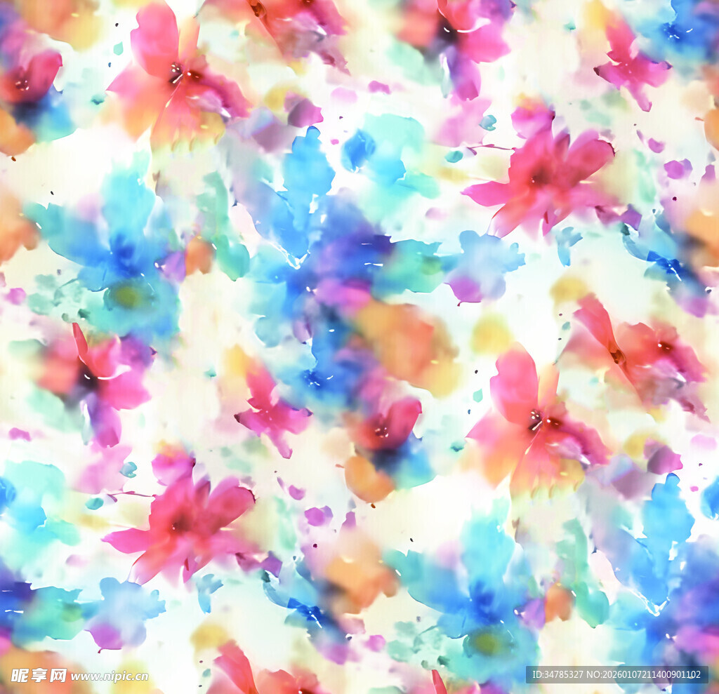 多彩水彩花卉图案纹理