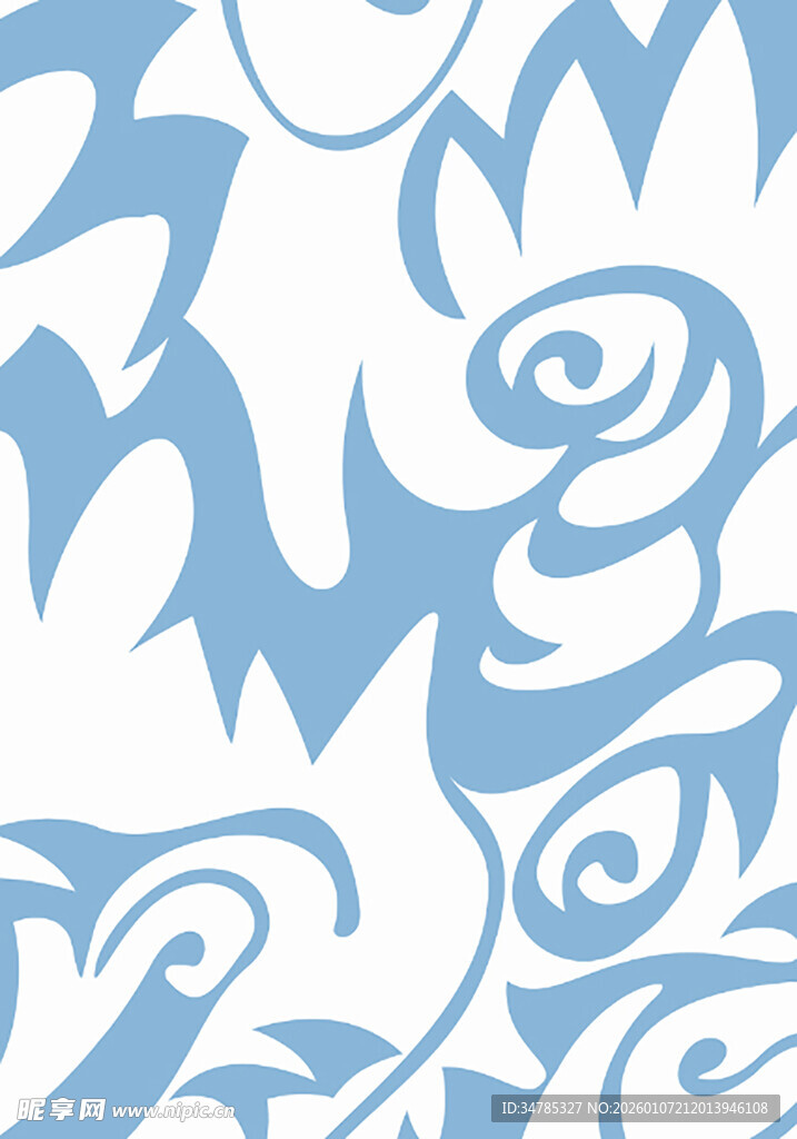 蓝白抽象花纹图案设计