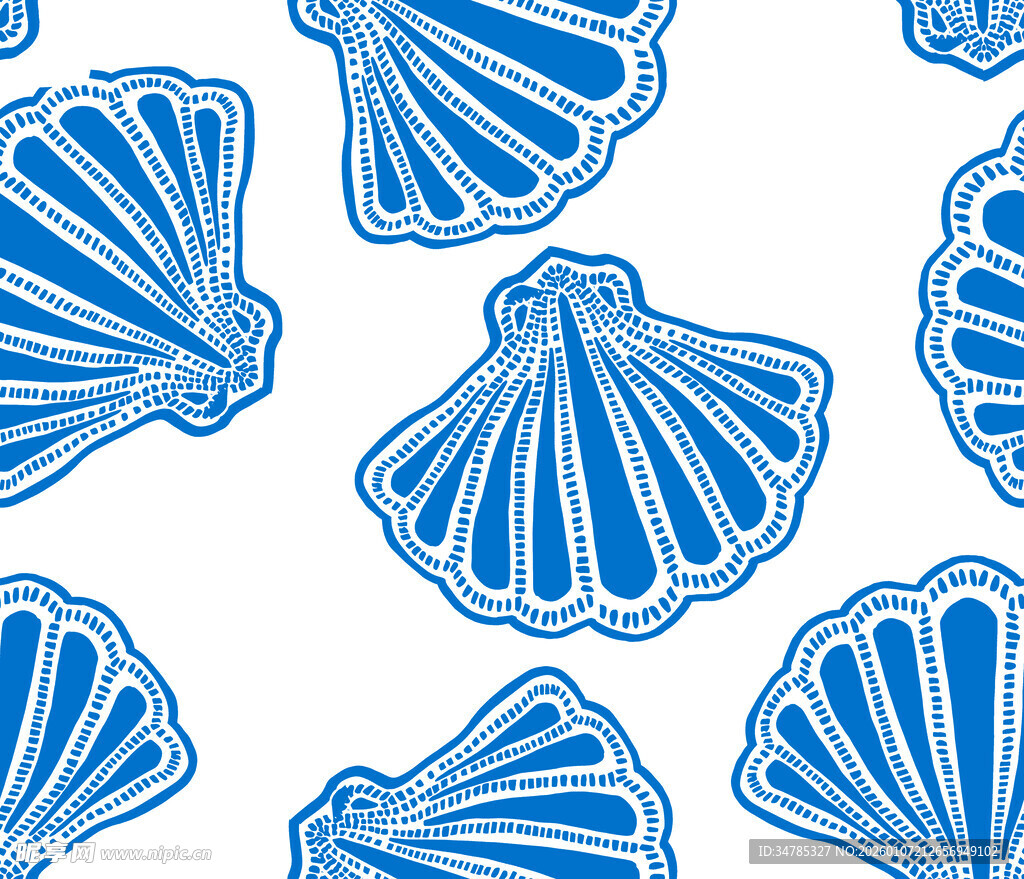 蓝色贝壳图案背景