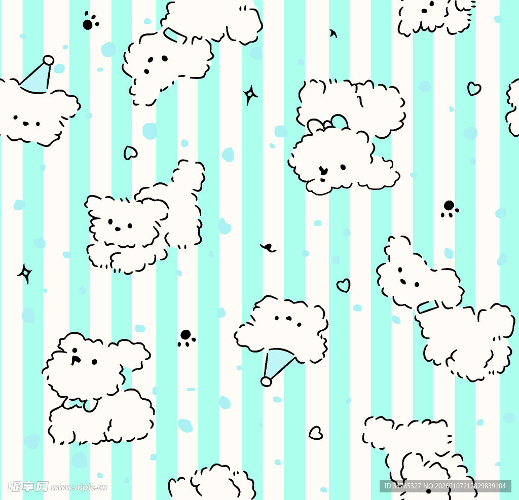 可爱小狗条纹背景图案