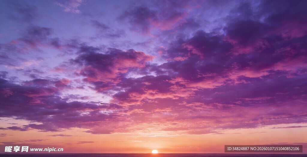 梦幻绚丽的日落天空景色