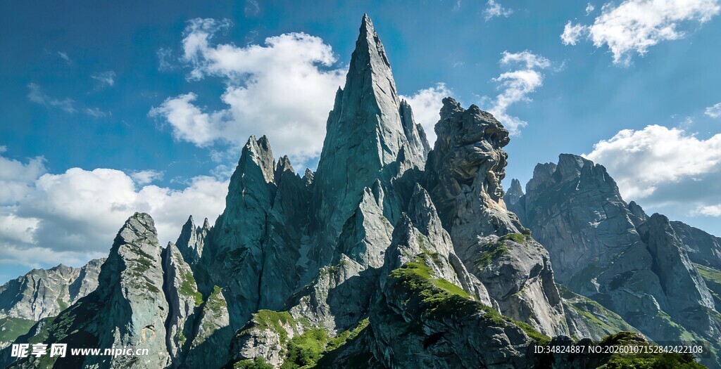 壮丽巍峨的尖峰山脉