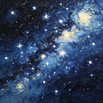 油画 星空 背景 装饰画