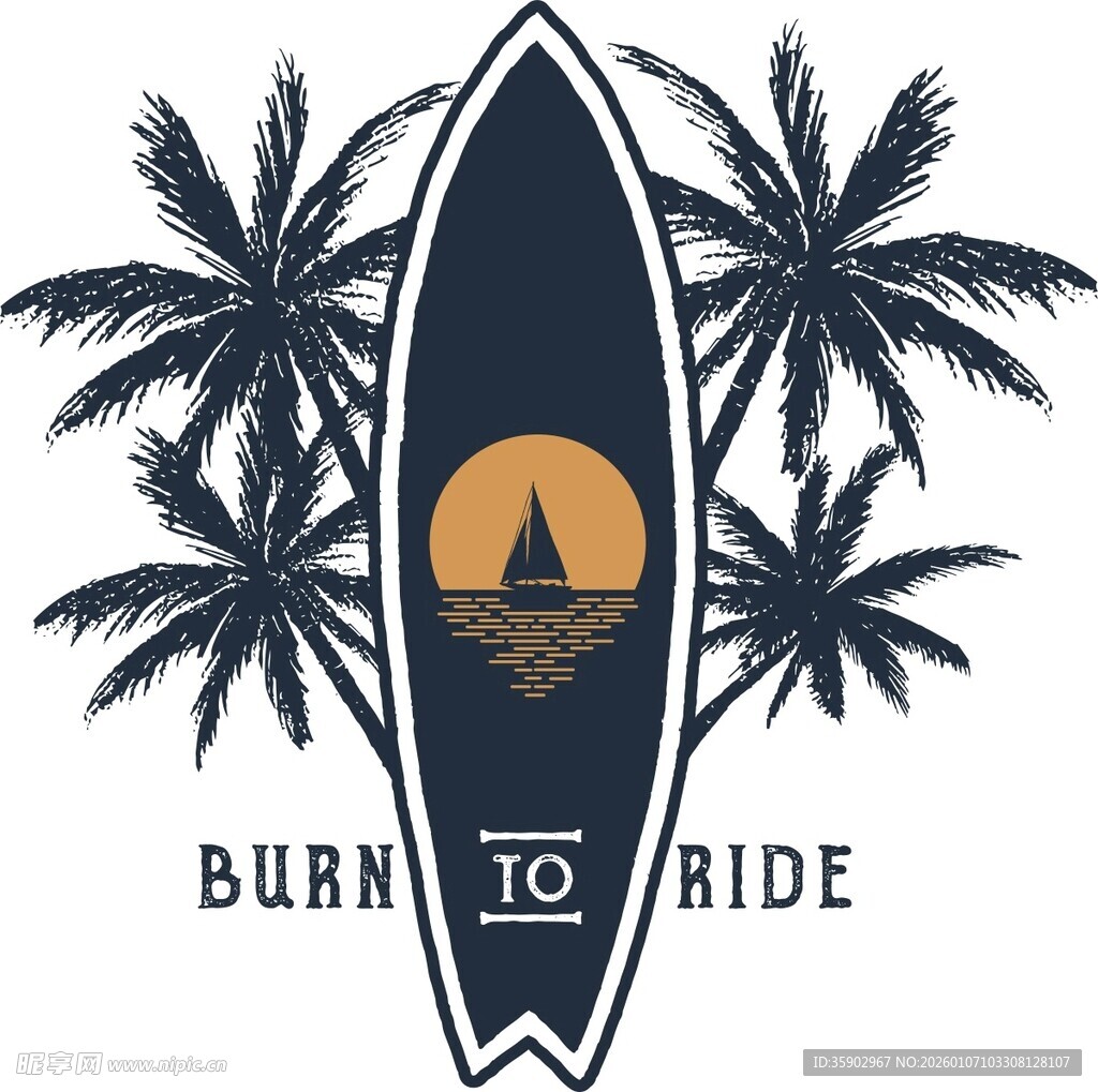 冲浪主题标志设计