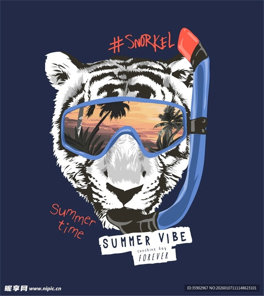 潮酷老虎潜水形象设计