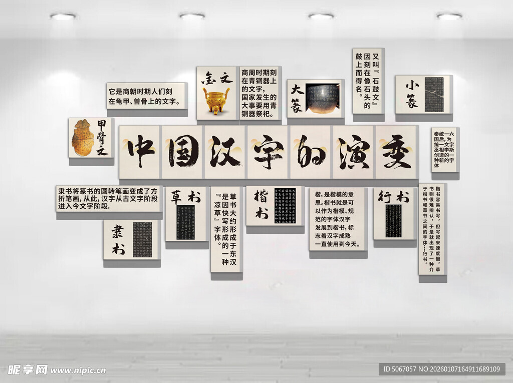 中国汉字演变展示墙
