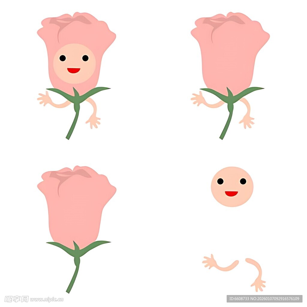 可爱拟人化粉色玫瑰花