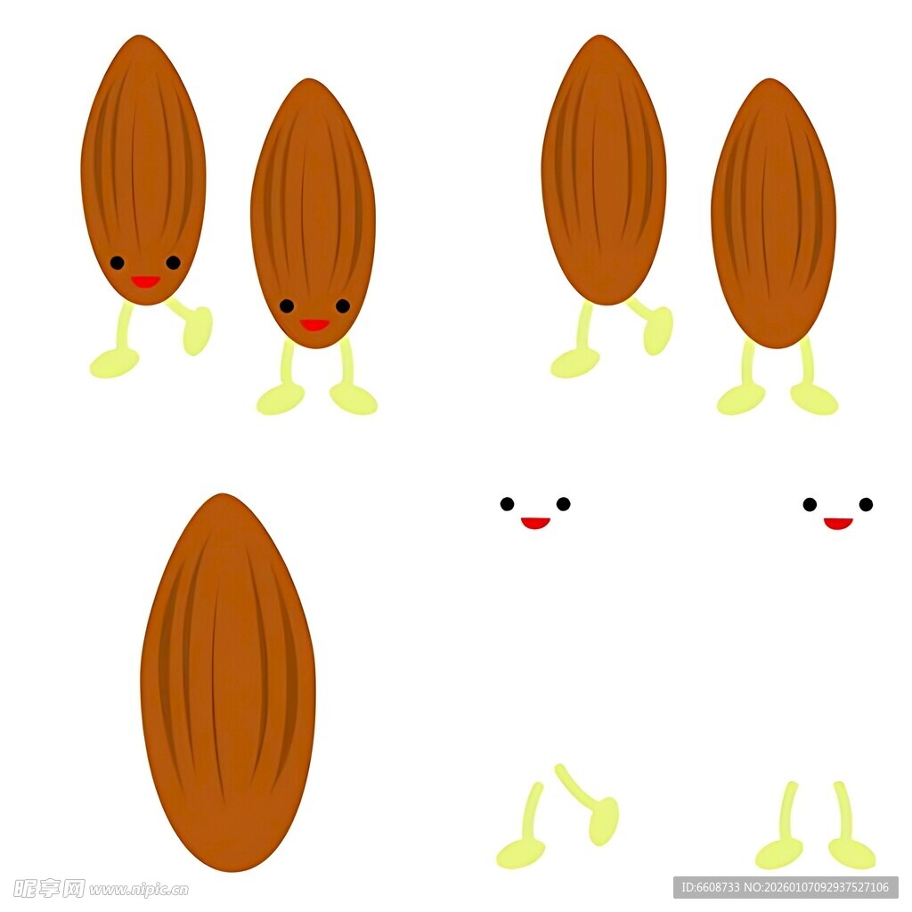 可爱拟人化杏仁插画