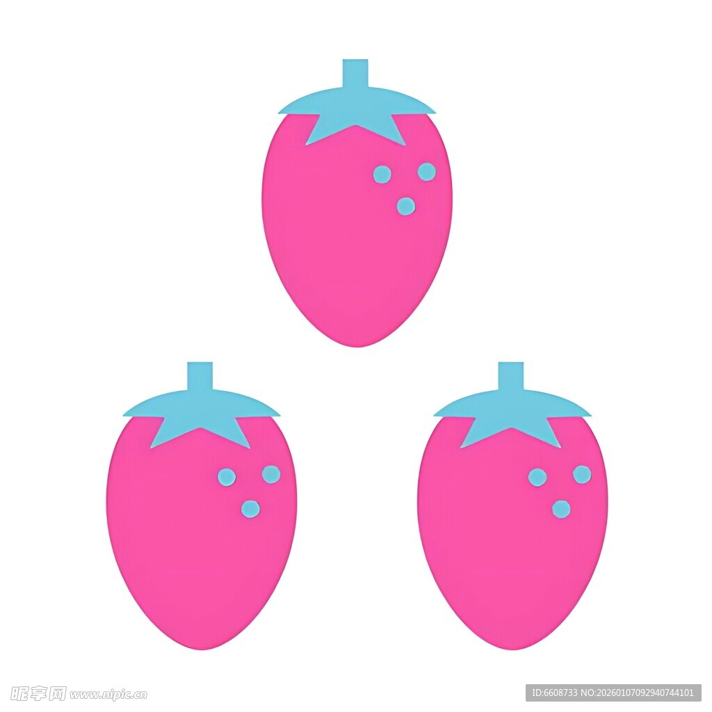 三颗粉色卡通草莓图案