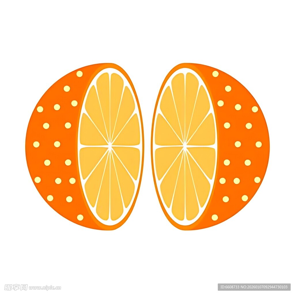 切开的橙色水果图案