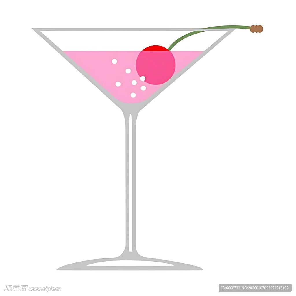 粉色樱桃马天尼鸡尾酒