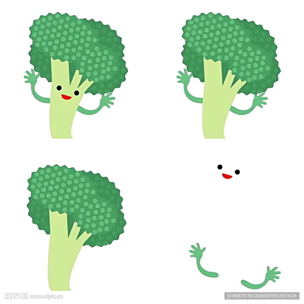 可爱西兰花卡通形象集合