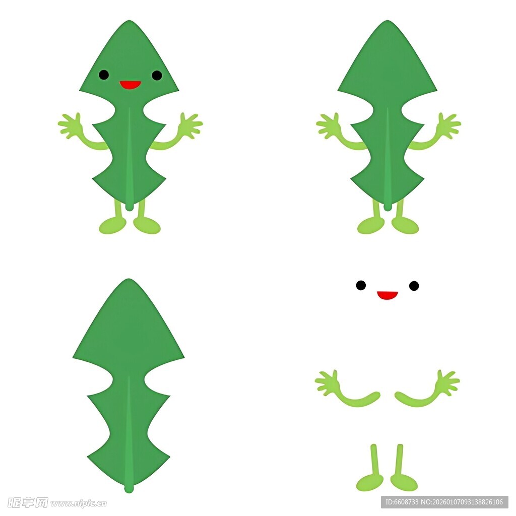 绿色卡通角色设计素材