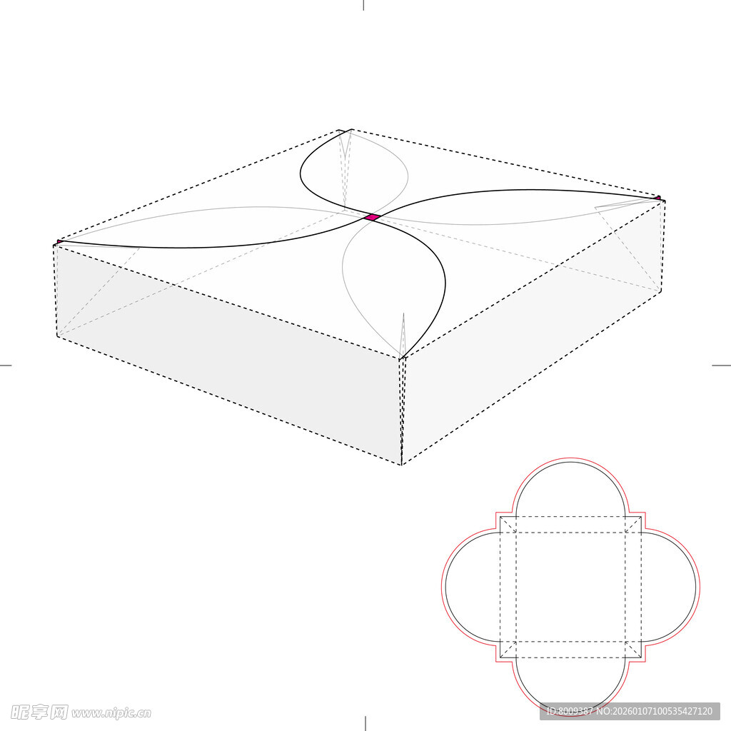 方形纸盒展开图设计示例