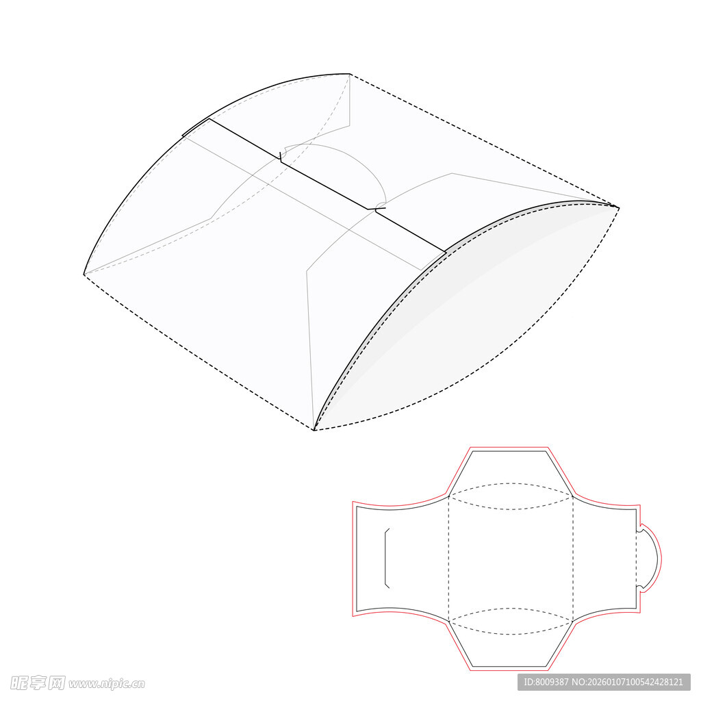 拱形包装盒展开图