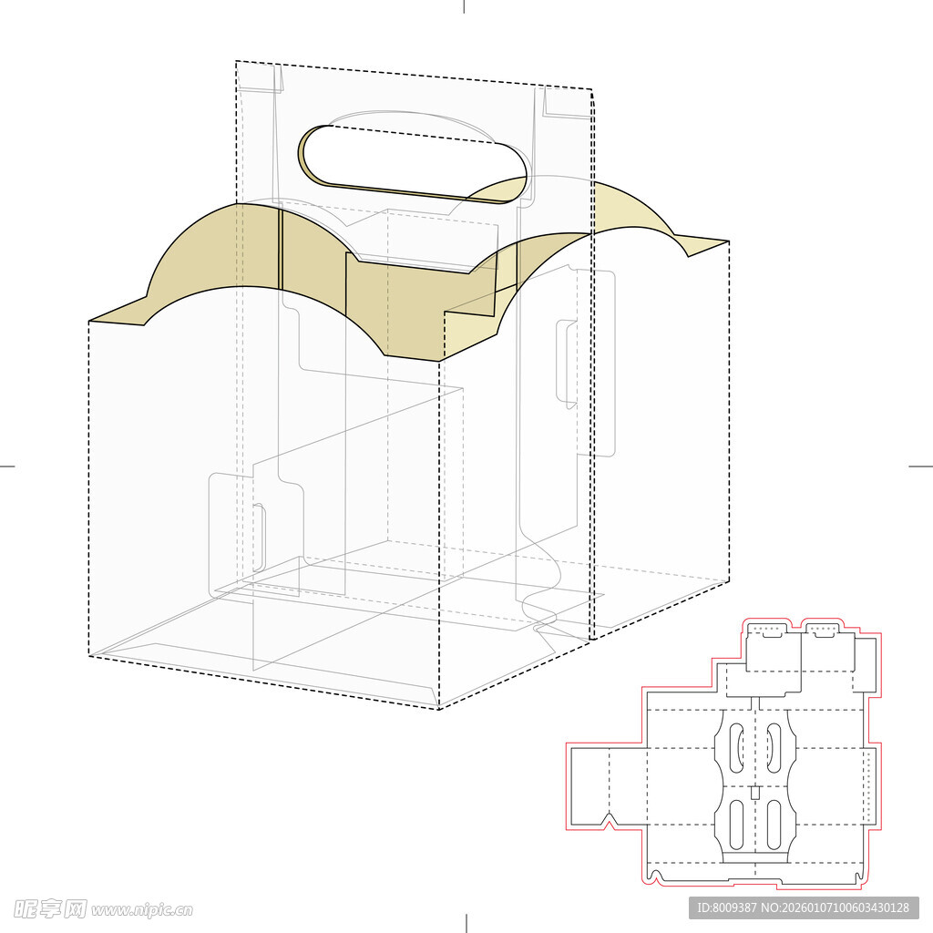 手提包装盒结构设计图