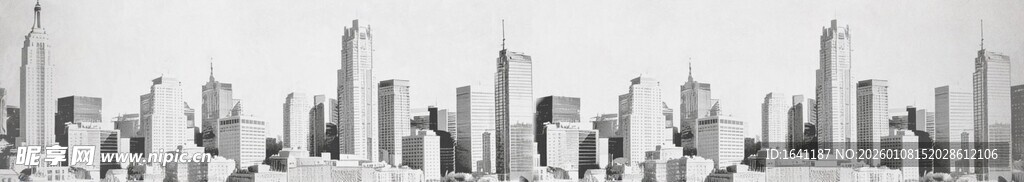 黑白城市天际线