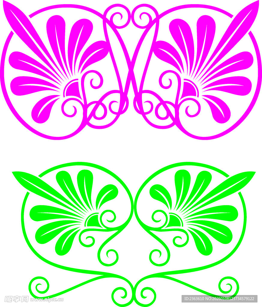 双色对称花纹图案设计