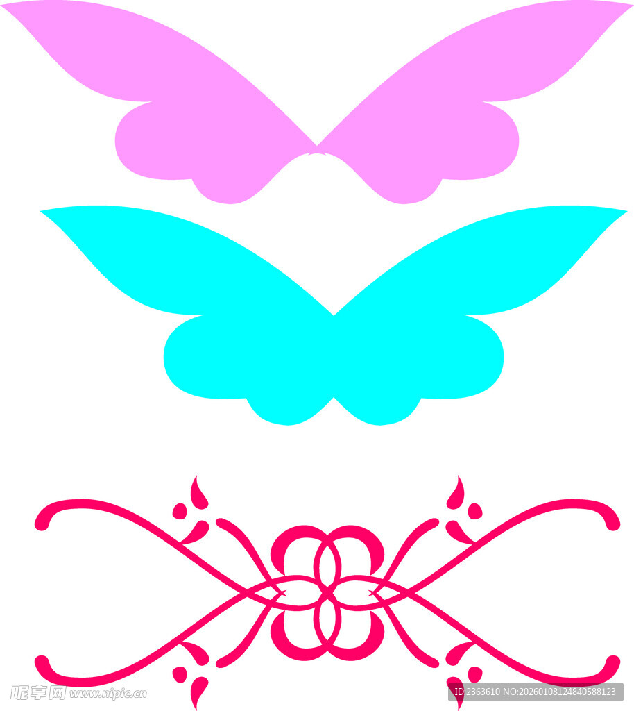 多彩蝴蝶翅膀与花纹图案