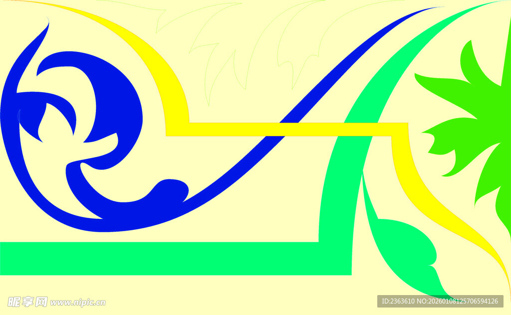 抽象多彩植物图案设计