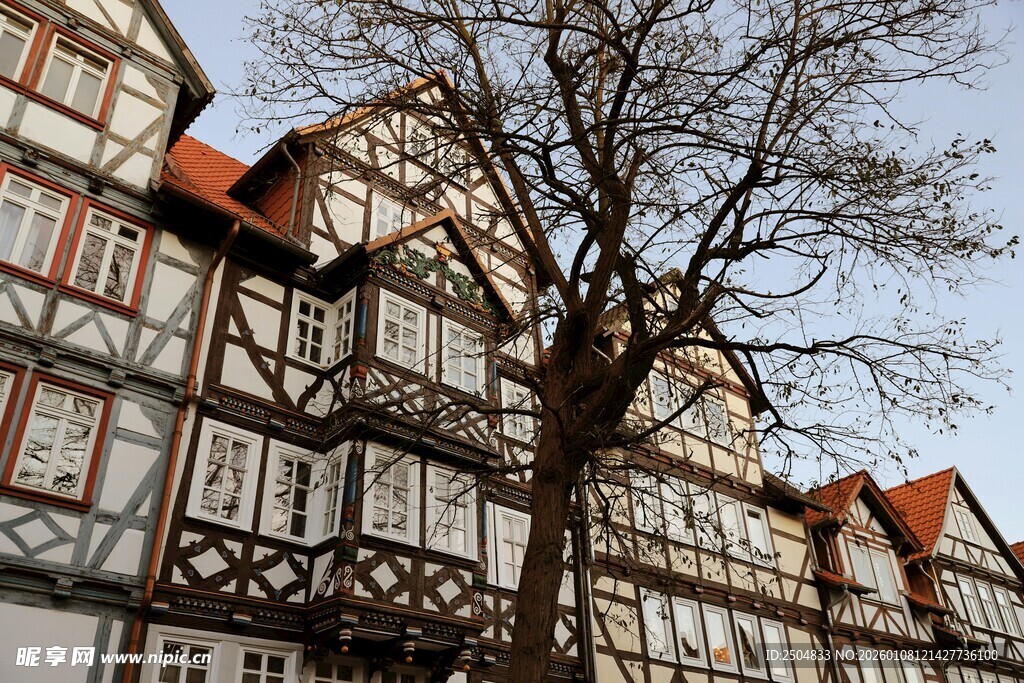 德国传统木桁架建筑景观