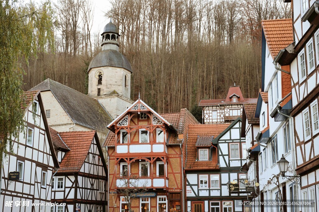 德国传统风格小镇风景