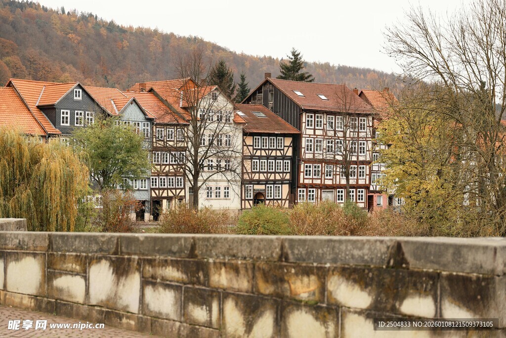 德国小镇古朴建筑风景