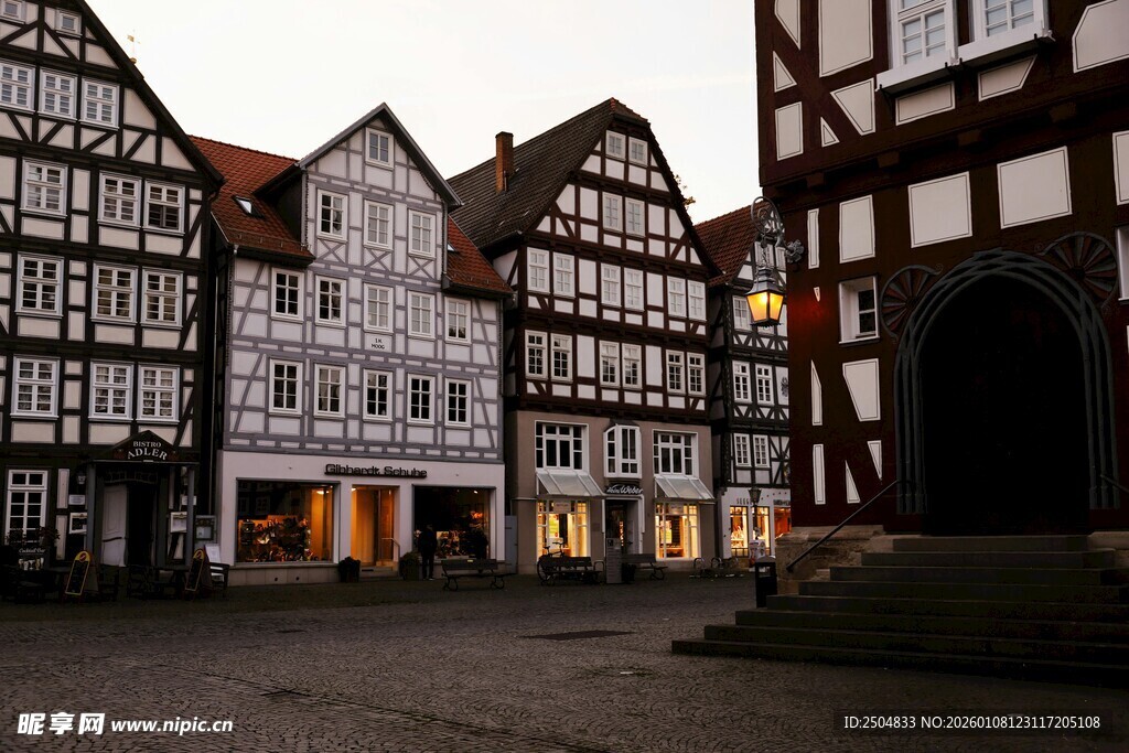 德国传统木桁架建筑街景