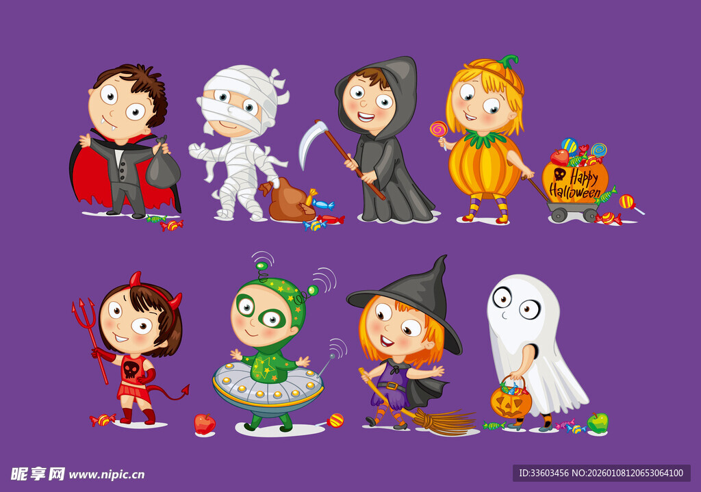 欢乐万圣节卡通装扮角色
