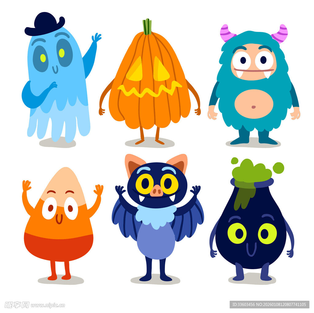 可爱万圣节卡通角色集合