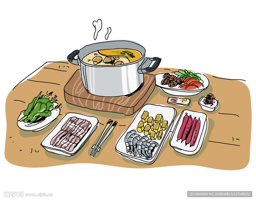 丰盛火锅食材摆放图
