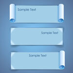 蓝色卷边文本框设计元素