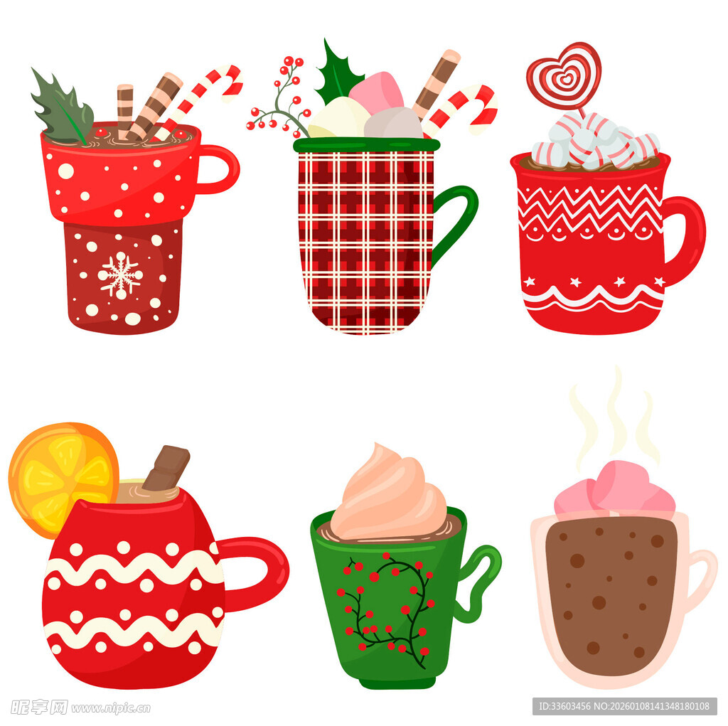 圣诞主题可爱热饮杯图案